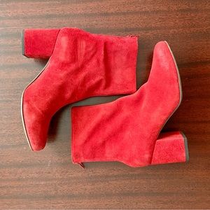 NWOT Free People Cecile Red Suede Booties
